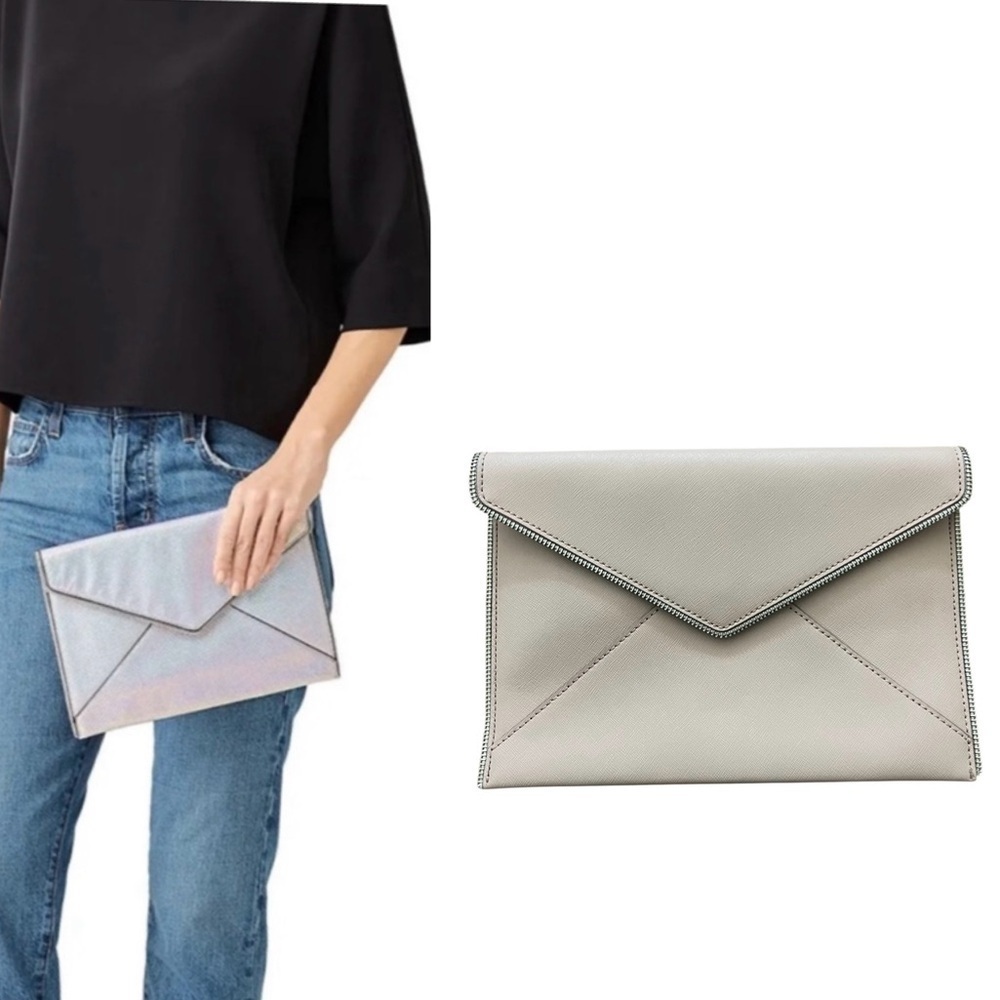 Rebecca Minkoff Leo Envelope Clutch in blush pink saffiano leather